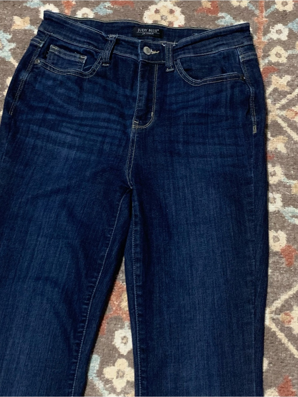 JUDY BLUE High Waist Raw Hem Dark Wash Flare Jeans 7/28 - Picture 3 of 14